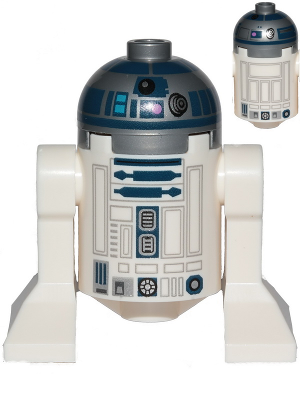 Astromech Droid, R2-D2 - Flat Silver Head, Dark Pink Dots, Large Receptor, Back Printing - BrickLink - DagaBlocks