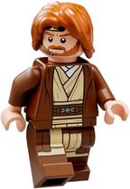LEGO Minifigura Obi-Wan Kenobi - Reddish Brown Robe, Dark Orange Mid-Length Tousled with Center Part Hair - Star Wars — imagen BrickLink