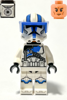 LEGO Minifigura Clone Heavy Trooper, 501st Legion (Phase 2) - White Arms, Blue Visor, Backpack, Nougat Head, Helmet with Holes - Star Wars — imagen BrickLink