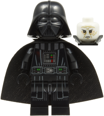LEGO Minifigura Darth Vader - Printed Arms, Traditional Starched Fabric Cape, White Head with Frown - Star Wars — imagen BrickLink