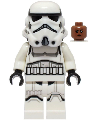 LEGO Minifigura Imperial Stormtrooper - Female, Dual Molded Helmet with Light Bluish Gray Panels on Back, Shoulder Belts, Medium Brown Head - Star Wars — imagen BrickLink